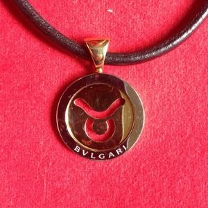 Authentic Bulgari Pendant and leather necklace