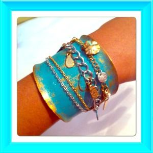 Turquoise & Gold Cuff Bracelet