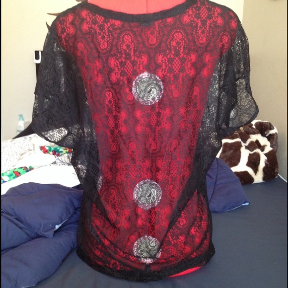 🚫 SOLD 🚫Forever 21 Black Lace Top - Picture 3 of 4