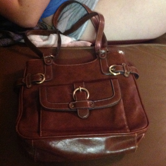 Brown leather purse.