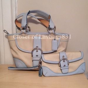 Coach set. Bucket tote & wristlet/cosmetic holder