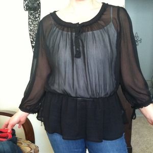 Super cute sheer black Old Navy blouse, size XL