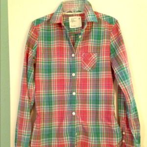 Multicolored plaid button down