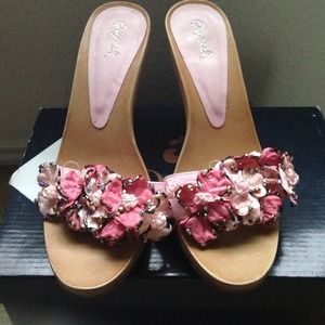 Pink flower high heels