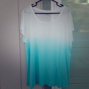✨SOLD✨Aqua and White Ombré Top