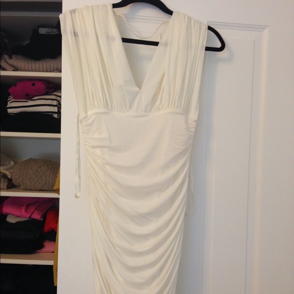 White BCBG cocktail dress.