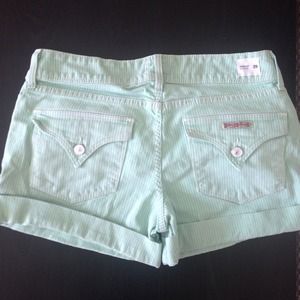 Hudson mint denim shorts with blueish lines