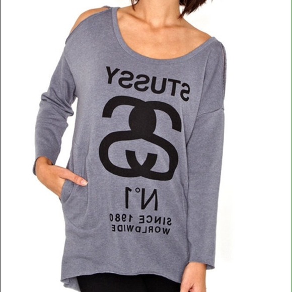 Stussy Cold Shoulder Terry Tunic in Heather Grey