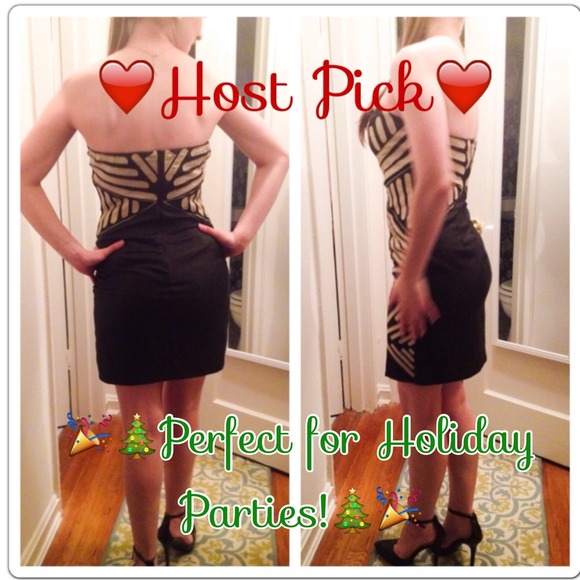 Black and Gold Cocktail Dress - Picture 4 of 5