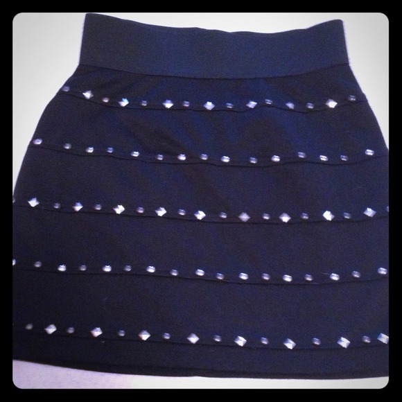 Black studded mini skirt