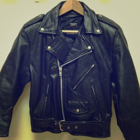 Women's Vintage Black Leather Motorcycle Jacket