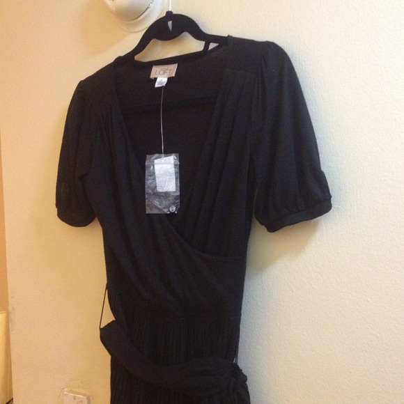 LOFT Black pleated dress.
