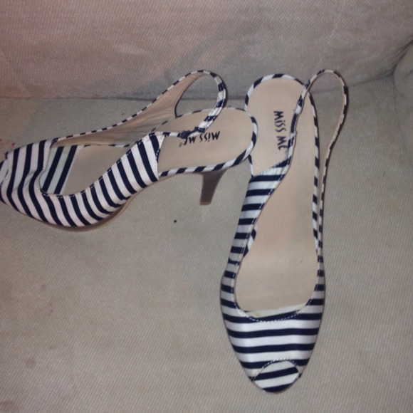 Miss Me stripped peep toe shoes