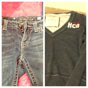 Miss Me jeans and Hollister sweater