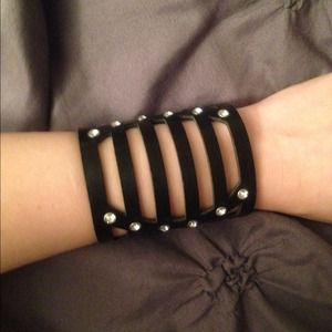 Cute Black Faux Leather Bracelet