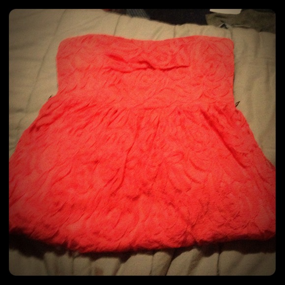 Very Beautiful strapless  orange summer dress