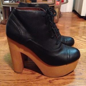 Ecote leather tie up heels