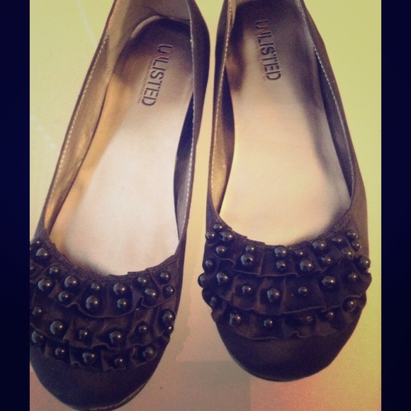 Black Beaded Ballet Flats by Unlisted - Picture 1 of 3
