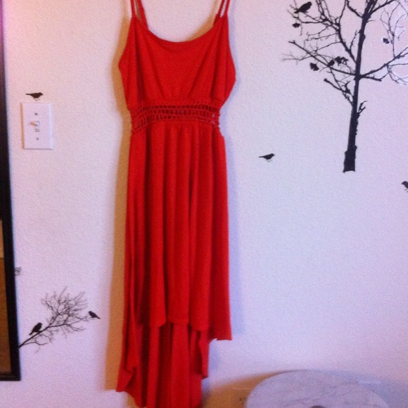 Dresses & Skirts - 🖤Orange hi-low peek-a-boo dress