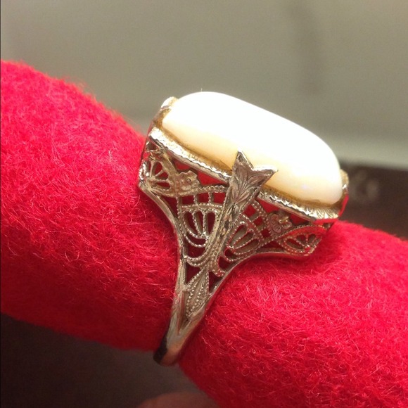 Antique Art Deco 14 karat solid white gold - Picture 3 of 3