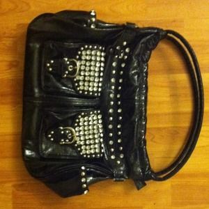 black leather purse