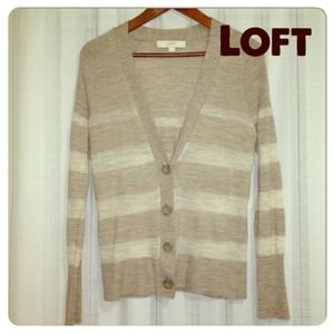 LOFT Striped Boyfriend Cardigan