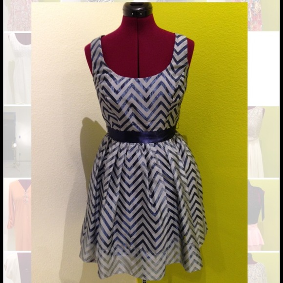 Blue and silver chevron dress.