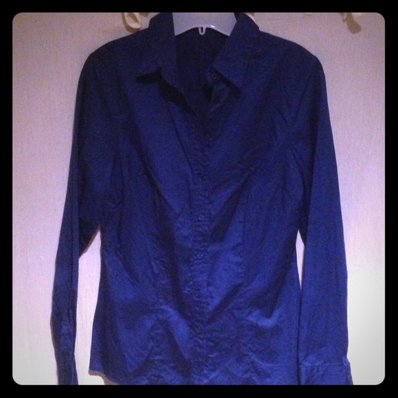 The Limited button up royal blue blouse