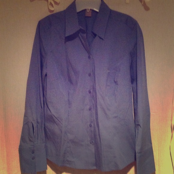 Ann Taylor blue button up blouse