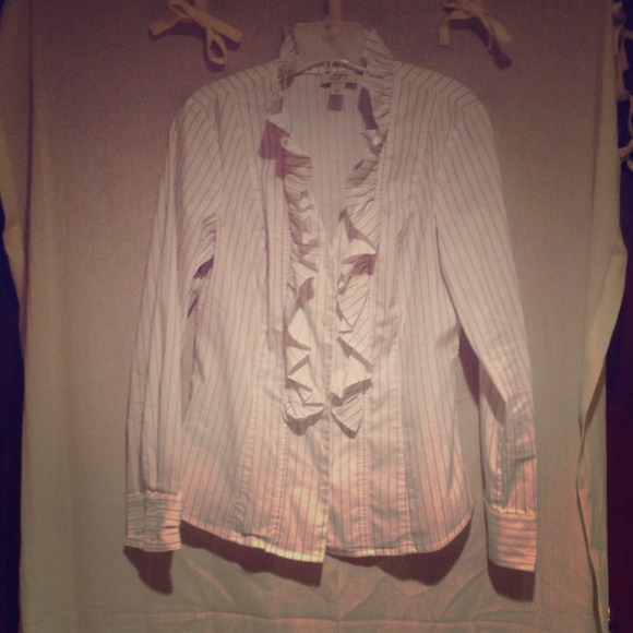 Ann Taylor Loft Ruffle button up blouse