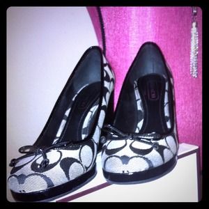 Black $ White Coach Wedge Shoes
