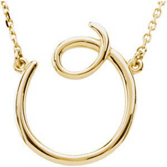 14k gold initial necklace