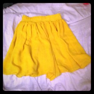 american apparel yellow chiffon skirt sz xs