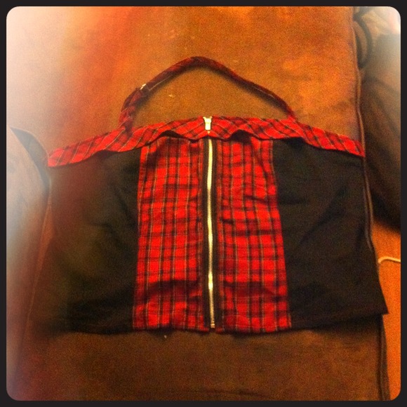 SOLD !! Red & black halter top - Picture 1 of 3