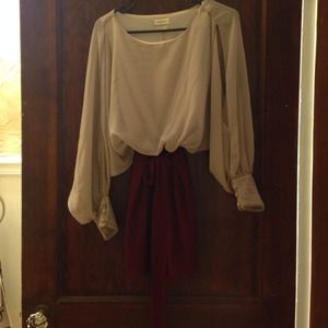 Maroon & Tan Dress