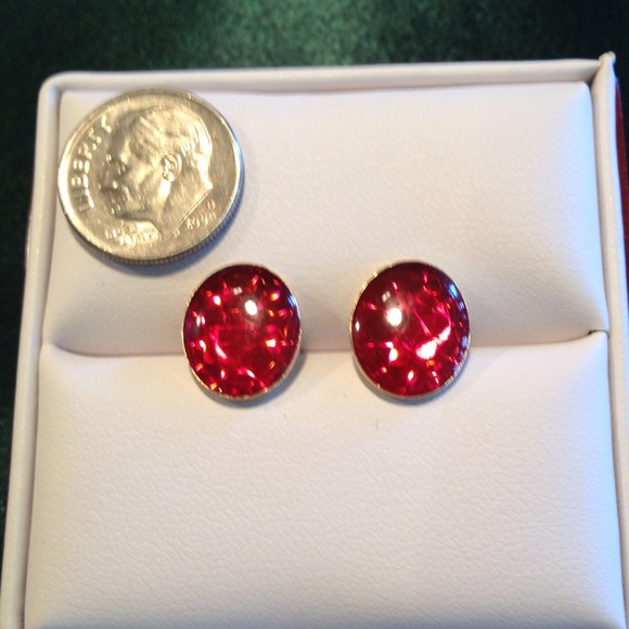 Bright red stud earrings