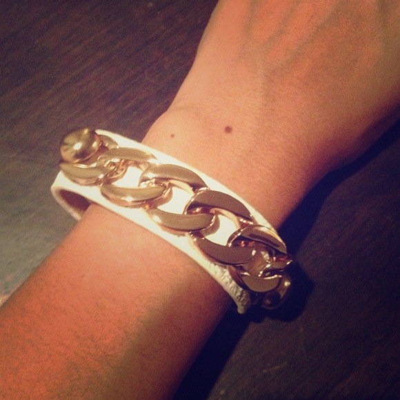 White leather band bracelet