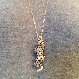 Black and gold crystal pendant with chain