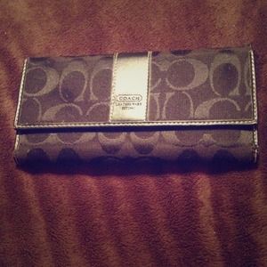 Coach large tri-fold wallet with checkbook cover