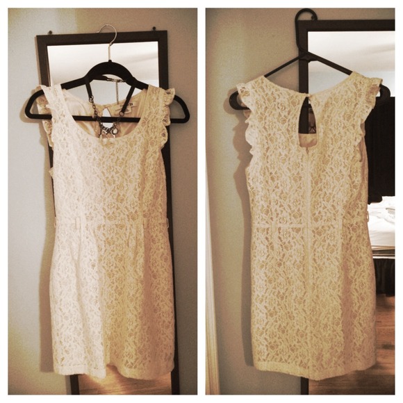 REDUCED! Simple White Lace Overlay Dress