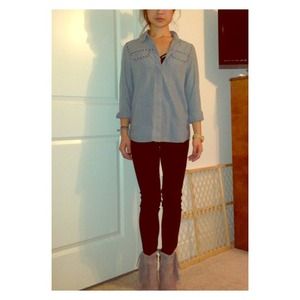 RVCA Round-Studded Denim Button-down SZ XS