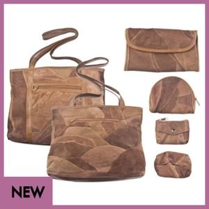 Beautiful suede and leather patchwork handbag