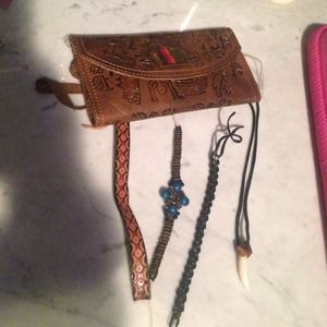 Assorted bracelets and wallet from Peru