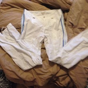 🚚White swishy pants with ankle drawstring