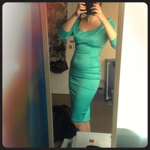 Pinup girl knee length dress light blue $45