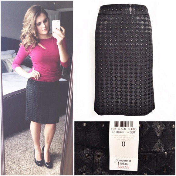Ann Taylor Dresses & Skirts - Host Pick 01/21! Black dotted Skirt.