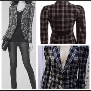 Express white plaid blazer