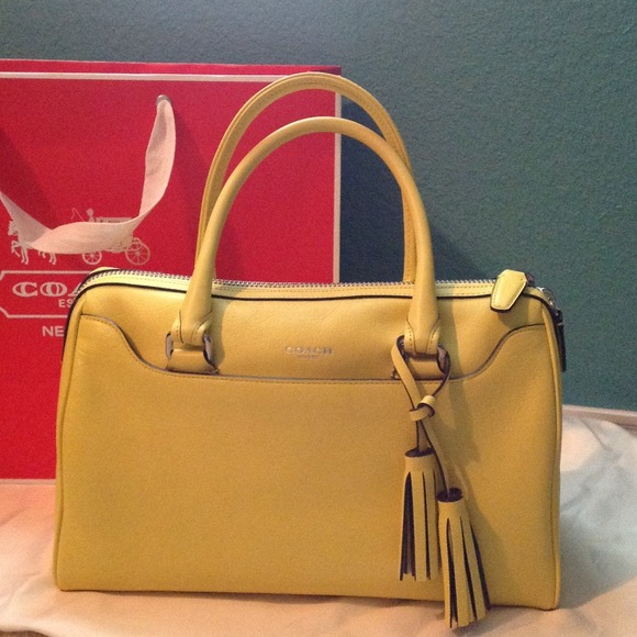 Coach Handbags - Coach Leather Yellow Satchel Handbag Purse
