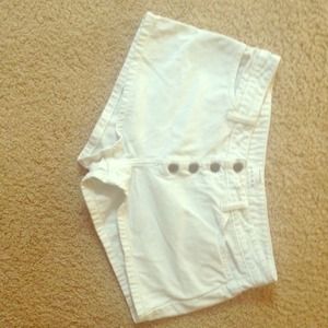American Apparel White Denim Front Button Up Short