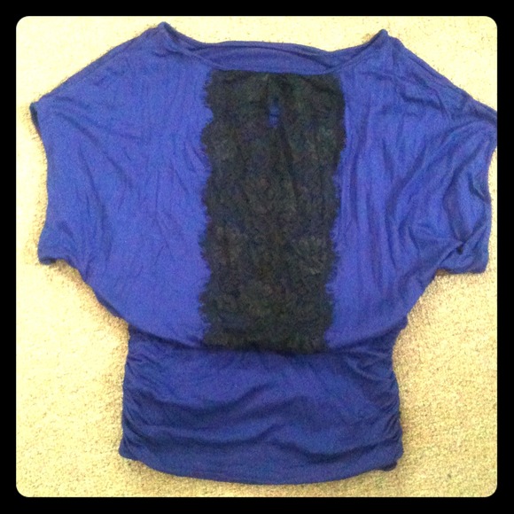 Purple lace-back drape blouse